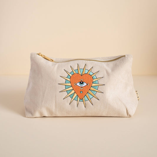 Cai & Jo Medium Corduroy Pouch in Stone | The Ivy Plant Studio 