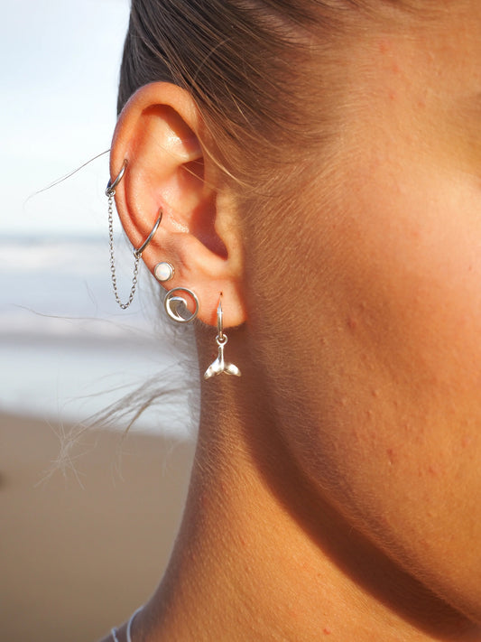 Whale Tail Hoops Silver