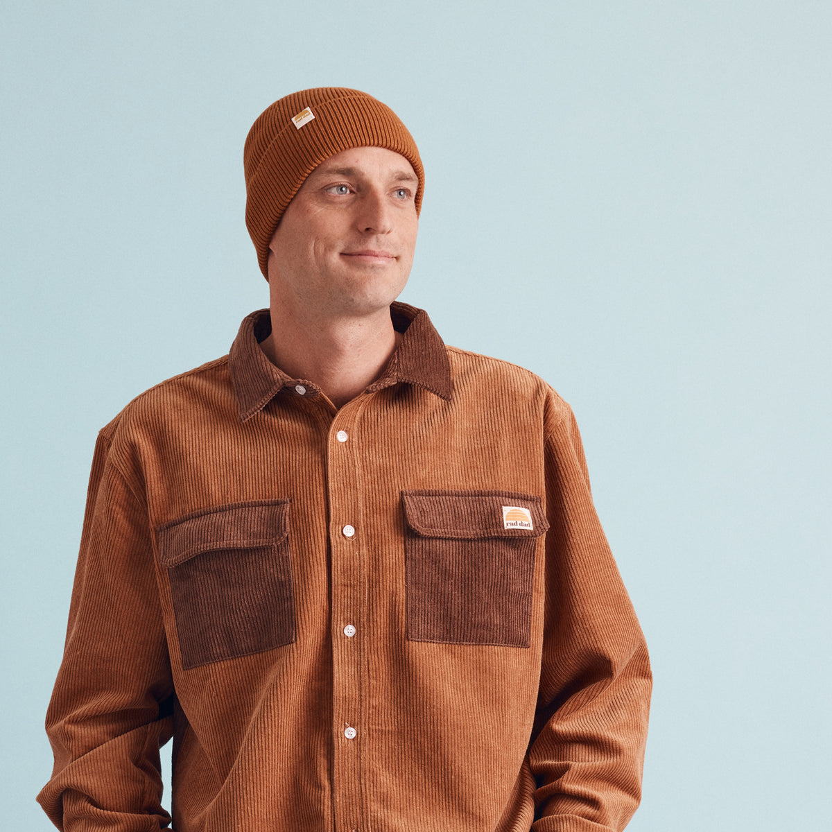 BANABAE RAD DAD ORGANIC COTTON KNIT BEANIE - CAMEL | THE IVY PLANT STUDIO