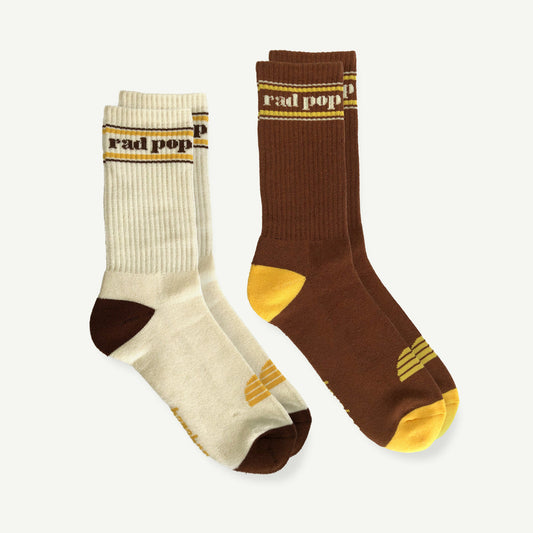 BANABAE RAD POP ORGANIC COTTON CREW SOCK PACK - MENS NATURAL AND BROWN | THE IVY PLANT STUDIO 