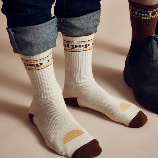 BANABAE RAD POP ORGANIC COTTON CREW SOCK PACK - MENS NATURAL AND BROWN | THE IVY PLANT STUDIO 