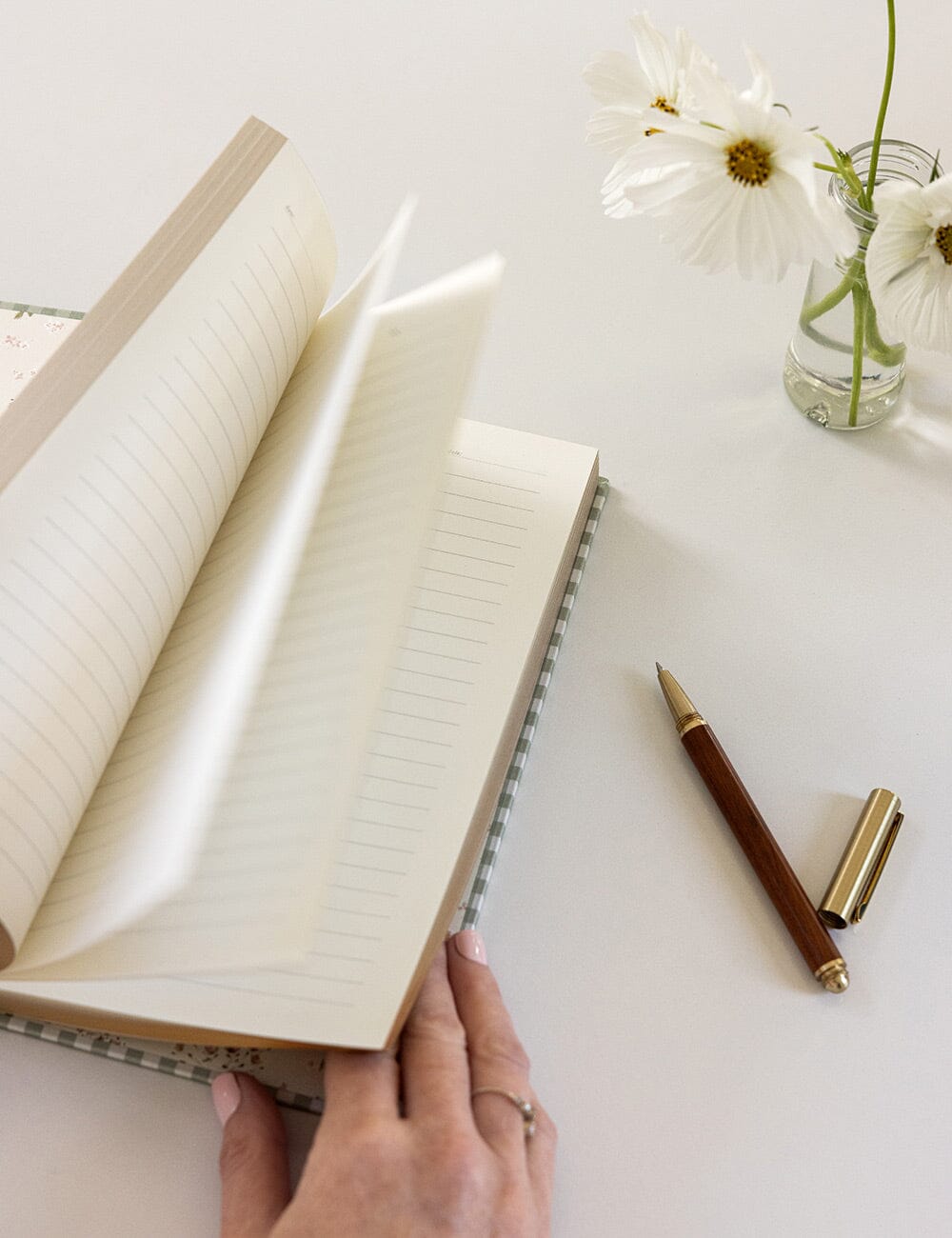 Bespoke Letterpress LINEN BOUND JOURNAL - SAGE CHECK (LINED JOURNAL) | The Ivy Plant Studio 