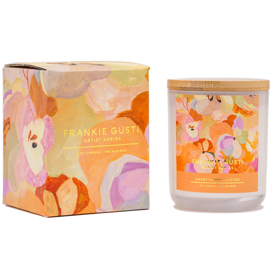 FRANKIE GUSTI SWEET PEACH + LYCHEE CANDLE | JADE FISHER | THE IVY PLANT STUDIO 