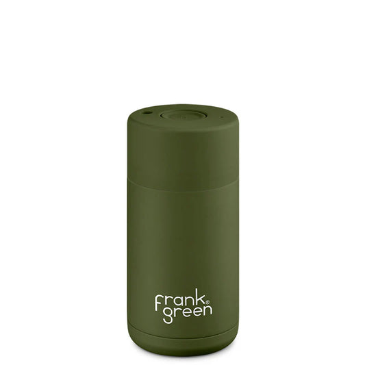 Frank Green 355ml Khaki Push Button Reusable Cup  | The Ivy Plant Studio 