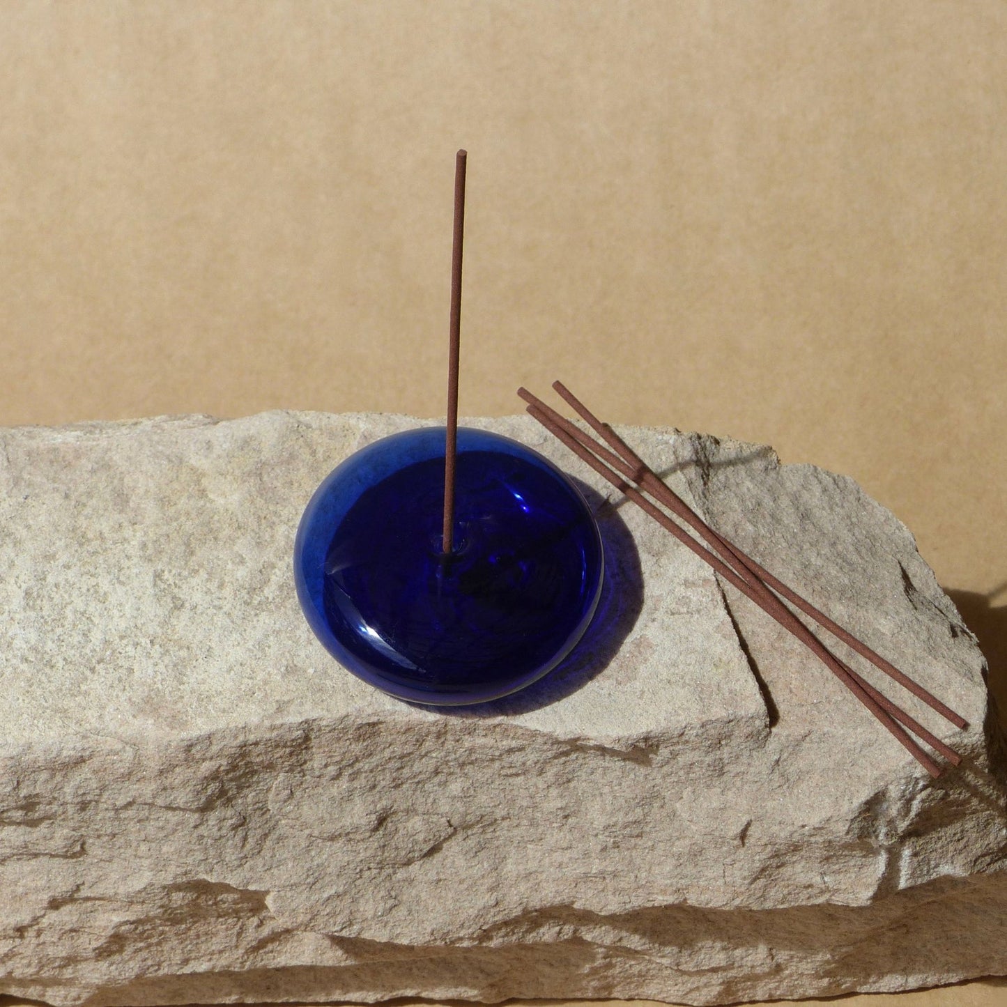 Cobalt Glass Incense Holder
