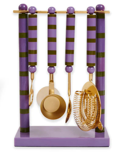 KIP & CO WISTERIA LANE STRIPE RESIN BAR TOOL SET | THE IVY PLANT STUDIO